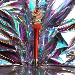 Red Decorative Pen with Cat Design
